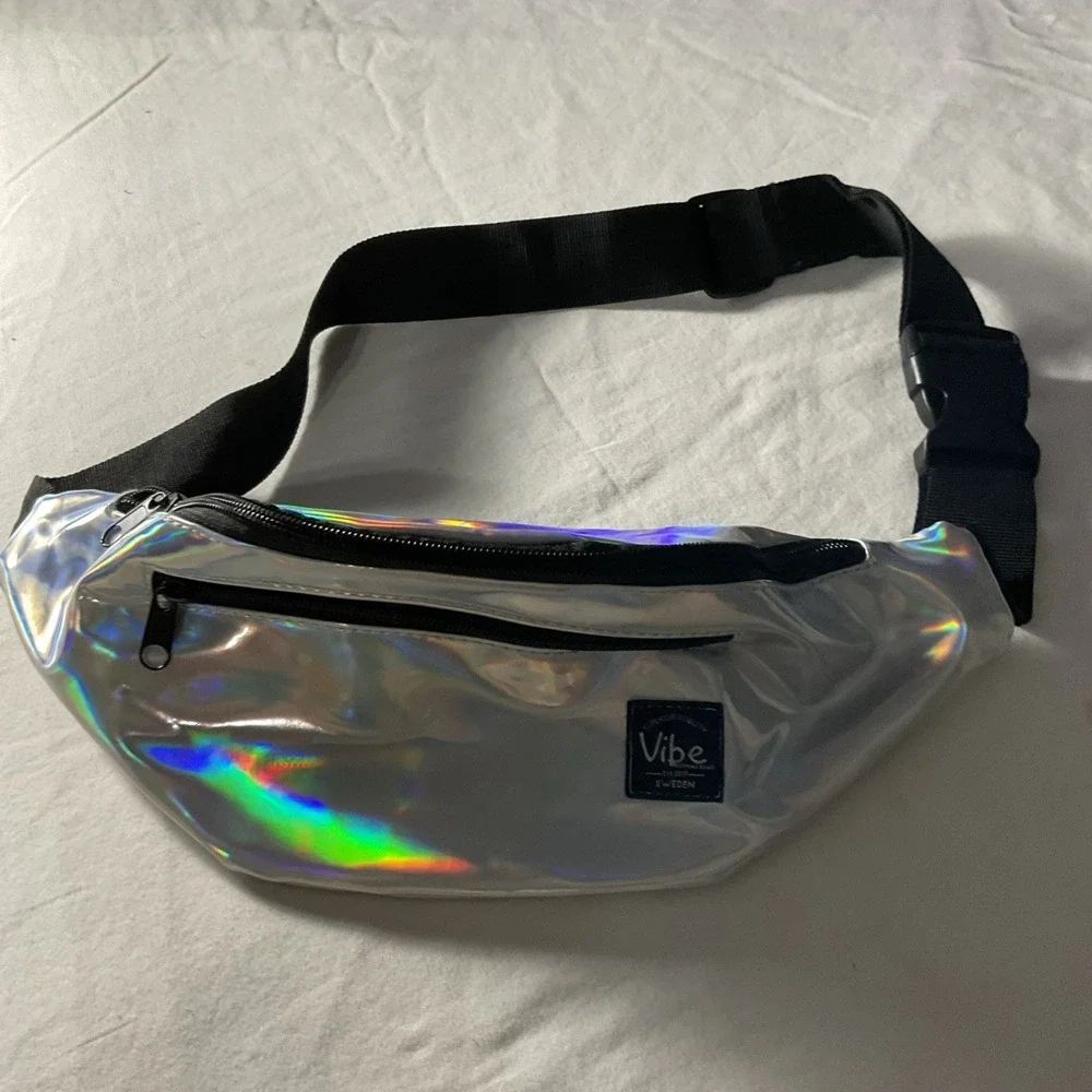 Vibe Fanny Pack for Men Women - Iridescent Silver Bag Purse